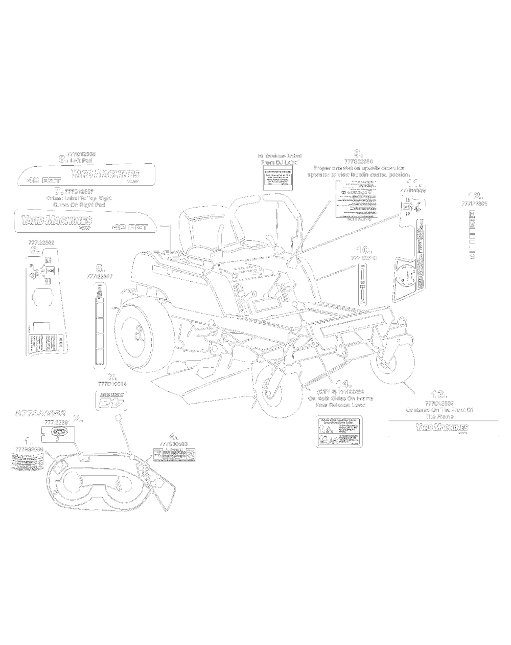 Label Map Diagram and Parts List for 17AA5AAG700 2008 Yard Machines Lawn Tractor